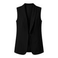 thumbnail image 7 of Olyvenn Womens Notch Lapel Single Button Sleeveless Blazer Vest, Mid Length Straight Cut Side Hand Pockets Tailored Fit Black S, 7 of 7