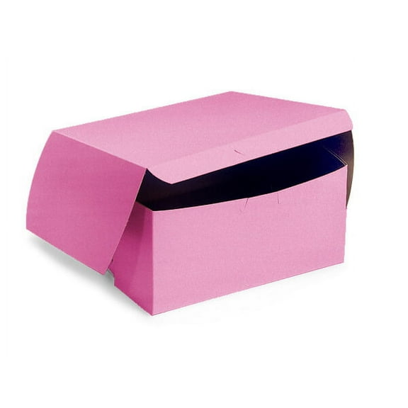 Pack Of 250, 6 X 6 X 3" Solid Pink Bakery Boxes 1-Piece Lock Corner Box For Cakes, Pies, Cupcakes Made In USA