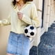 thumbnail image 4 of Bolso de hombro Mujer Bolsos redondos Bolso mensajero con cadena (Fútbol) Blanco, 4 of 5