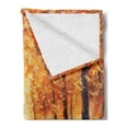 thumbnail image 2 of Country Soft Flannel Fleece Blanket, Painting of a Forest by the Small Lake in Autumn Pale Fall Trees and Leaves Art, Cozy Plush for Indoor and Outdoor Use, 70" x 90", Orange Brown, by Ambesonne, 2 of 5