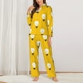 thumbnail image 2 of Pajama Sets for Women 2 Pcs, Bulb Pattern yellow Button Down Long Sleeve Sleepwear Lounge PJ Sets, 2 of 6