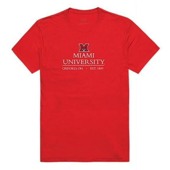 W Republic Apparel 516-131-R58-04 University of Miami Mens Institutional Tee, Red - Extra Large