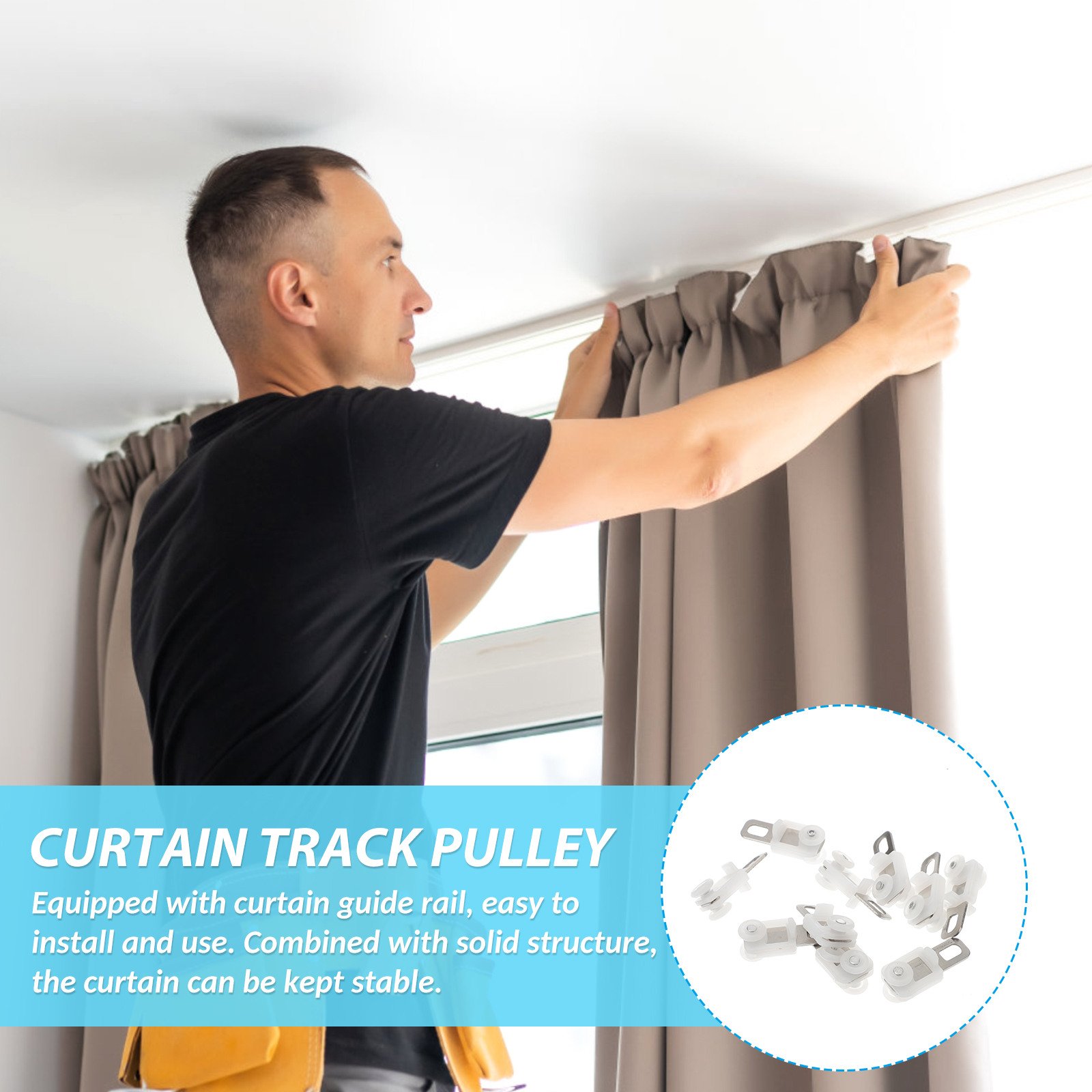 50pcs Heavy Duty Curtain Track Glider Hooks Curtain Track Sliding ...