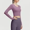 thumbnail image 4 of YueHuiYing Workout Sets for Women Tight-Fitting Seamless Long Sleeve Crop Tops High Waist Yoga Top, 4 of 8