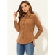 thumbnail image 3 of INSPIRE CHIC Camisas de pana para mujer, blusas casuales de manga larga con botones, parte superior marrón M, 3 of 5