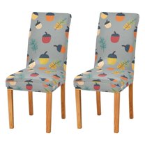 Yayeee 2 Pack Dining Chair Covers Stretch Parson Chairs Slipcovers Seat Protector, Cute Acorns Pattern