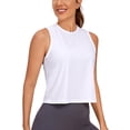 thumbnail image 1 of Remera CRZ YOGA de Algodón Pima, Cuello Alto, Cortada, Blanca, Talle S, 1 of 6