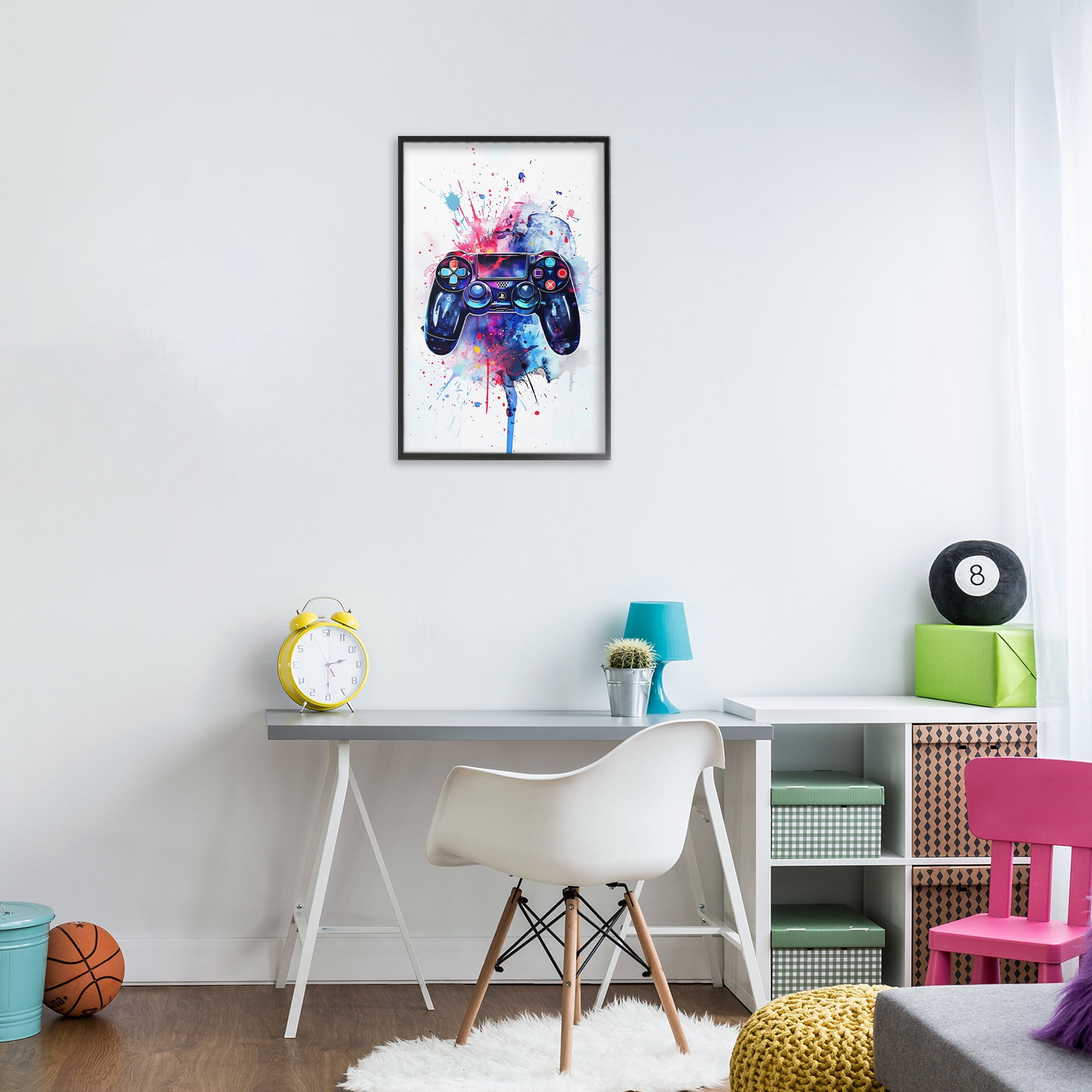 Stupell Industries Burst of Color Controller Black Framed Giclee Art, design by Creative Studio