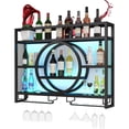 thumbnail image 1 of Botellero Vino Pared Mueble Bar Garrafeira de Vino Wine Rack con Soporte Copas Colgante e Luce LED Mini Bar para Casa Barra para Bar Cocina Comedor Sala de Estar(Black,100cm/39.37in), 1 of 4