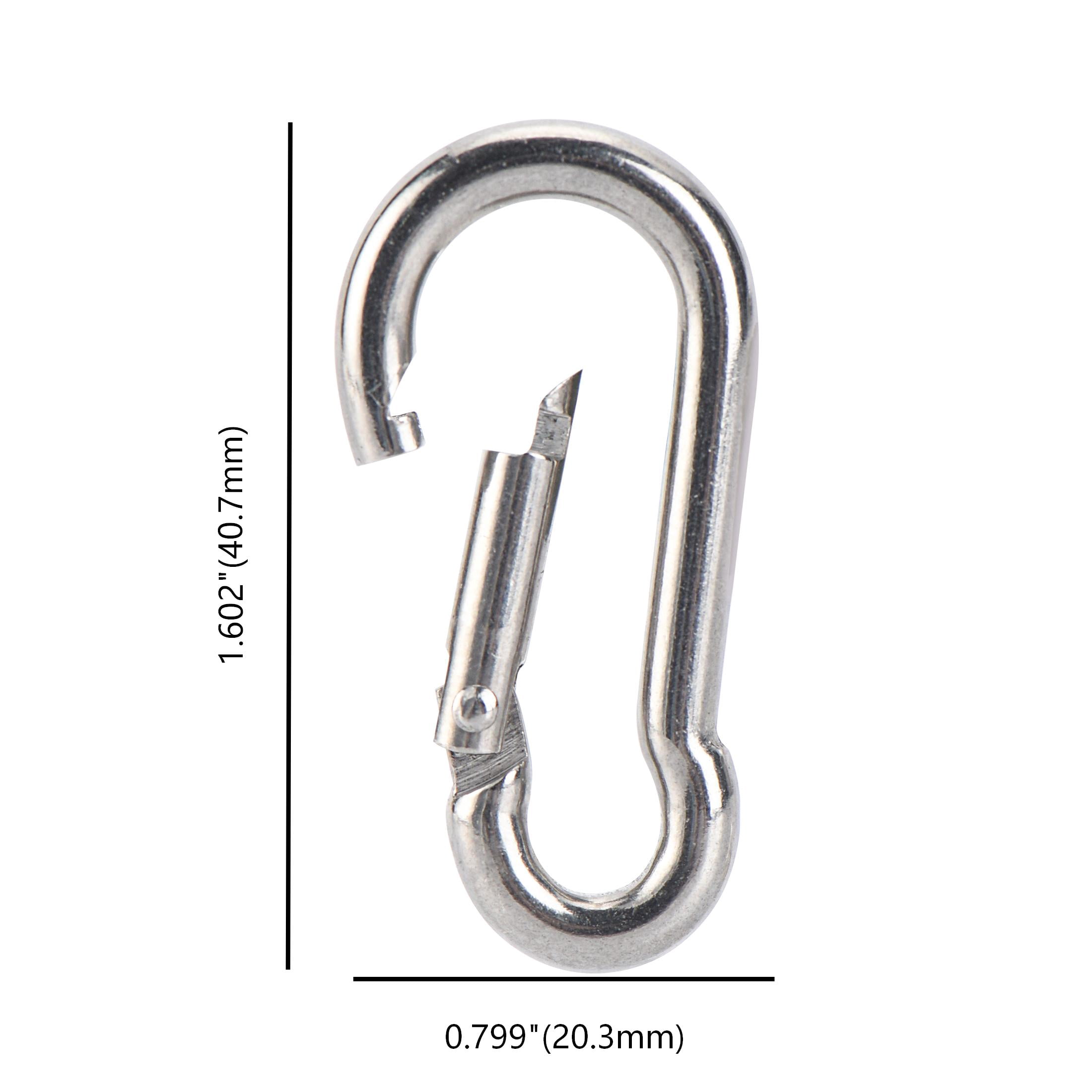 Hyper Tough 1-1/2 in. Spring Snap Hook, Stainless Steel, 30 Pack
