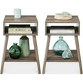 thumbnail image 7 of SLSRFD Mid-Century Modern End Table Set of 2, Side Accent Furniture for Living Room, Den, Sitting Room, Space Saving w/Cubby Storage, Lower Shelf, Pine Wood Legs - Gray Oak, 7 of 7