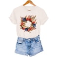 thumbnail image 7 of Mifsaly 4Th of July Independence Day T-Shirt Women Floral Wreath American Flag Patriotic Tees Crewneck Short Sleeve Cotton Top XXL, 7 of 7