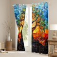 thumbnail image 3 of Homewish Vintage Nature Tree Kitchen Curtains,Rainbow Glass Black Out Curtains Pack of 2 (42x63 Each),Green Orange, 3 of 6
