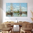 thumbnail image 3 of Elephant Stock Ships Riding On The Seine At Rouen 1872-1873 Wall Art - Living Room Wall Decor - Transportation Multi Panel - Blue And Gray Decor By Claude Monet - 65" x 42", 3 of 8