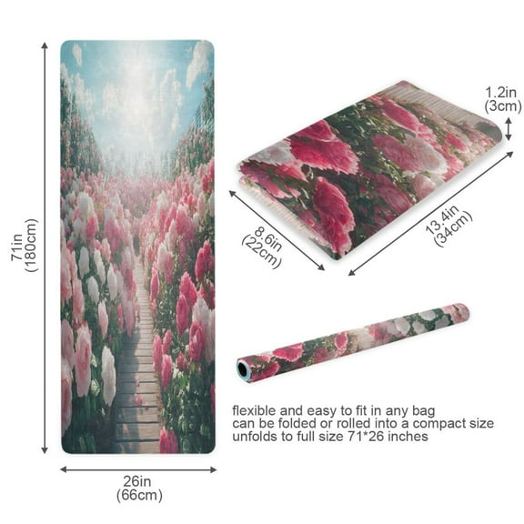 BZSMCE Yoga Mat Women Blooming Rose Garden Fitness Mat