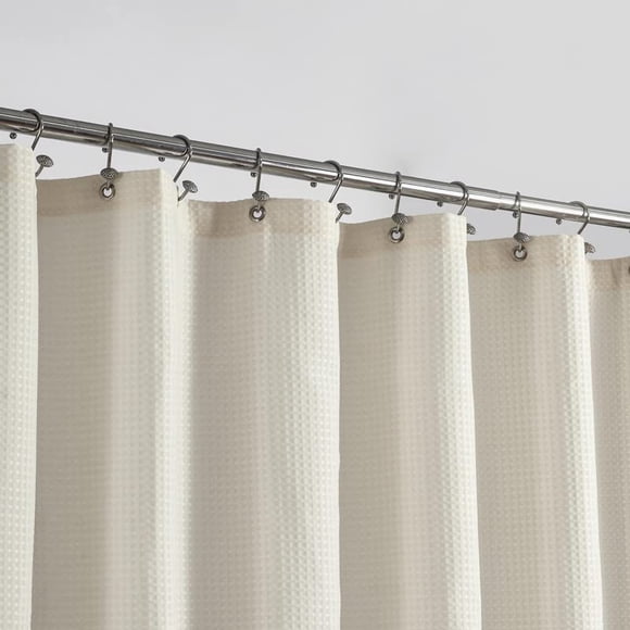 Barossa Design Cortina de ducha de tela larga con tejido tipo gofre, 78 pulgadas de altura, hotel, spa de lujo, 230 g/m², peso pesado, repelente al agua, lavable a máquina, color crema 71 x 78