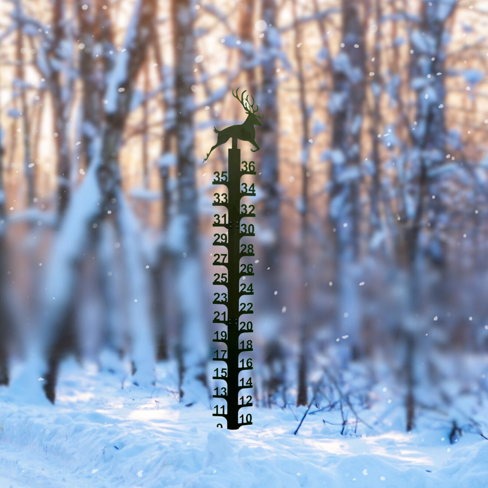 Celectigo Snow Gauge Outdoor –Elk Snowflake Snowfall Measuring Stick( 36-Inch ), Iron Art Metal for Holiday Yard & Garden Decor