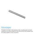 thumbnail image 4 of Uxcell Fully Threaded Rod M6 x 55mm 1mm Thread Pitch 304 Stainless Steel Right Hand Threaded Rods Bar Studs 15 Pack, 4 of 6