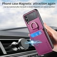 thumbnail image 6 of Phone Case for Samsung Galaxy Z Flip 3 5G 2021 with Card Slot Holder Wallet Cover and Ring Stand  Back Cell Mobile Accessories Protective Case for ZFlip3 Z3 Flip3 3Z Flip3case Purple, 6 of 16