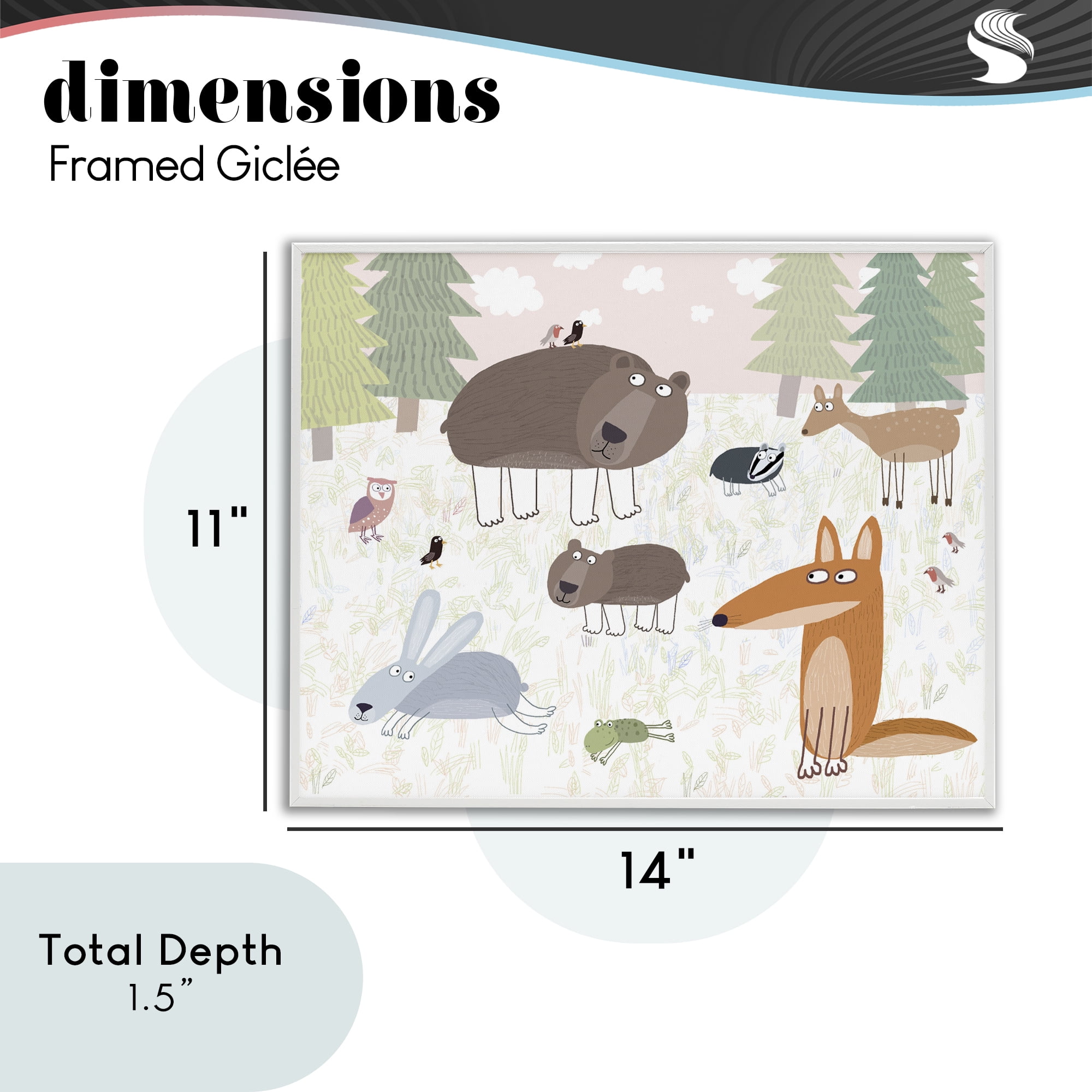 Stupell Industries Forest Animals Out and About White Framed Giclee Art, design by Carla Daly