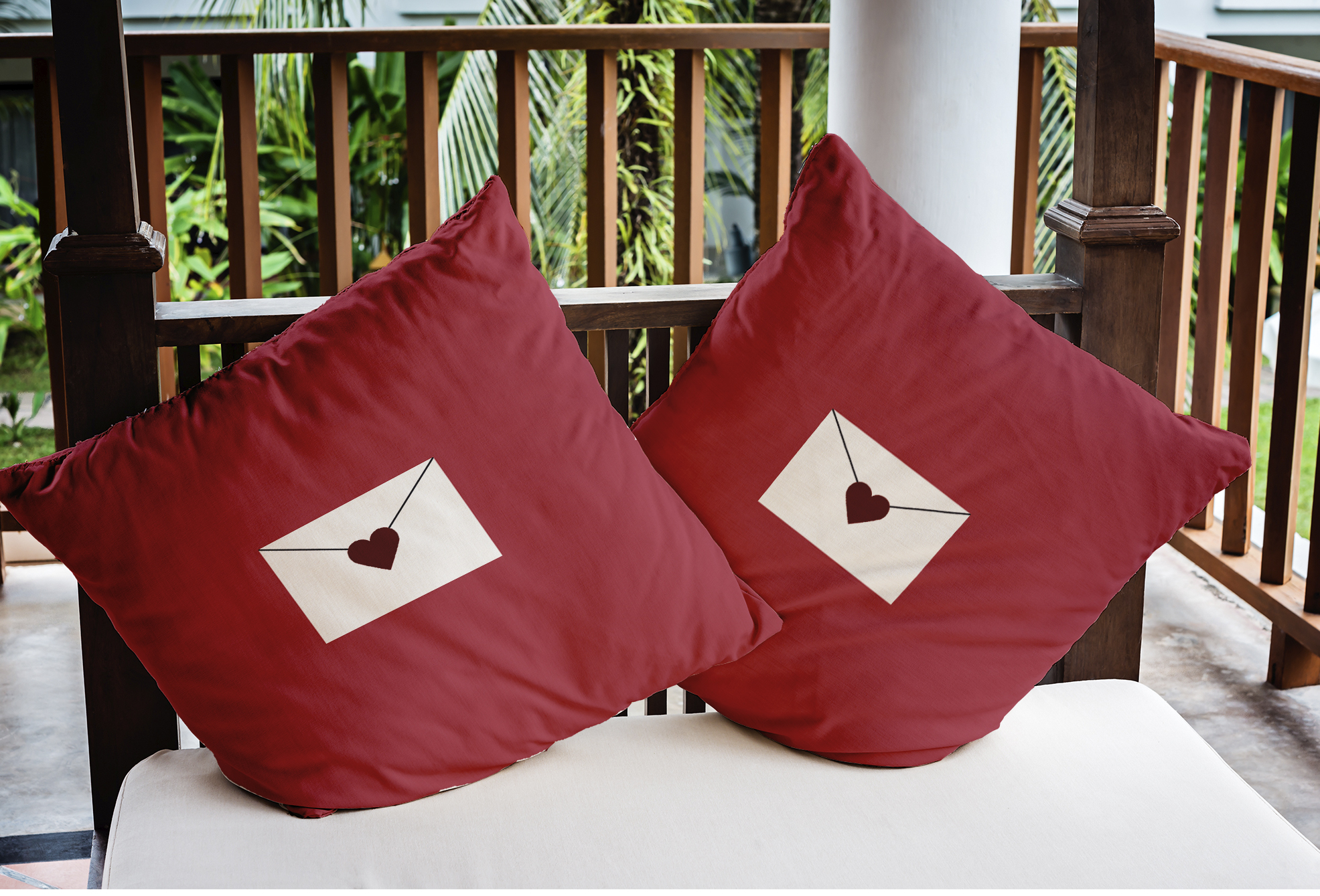 Simply Daisy 16 inch Love Letter Valentines Indoor/Outdoor Throw Pillow