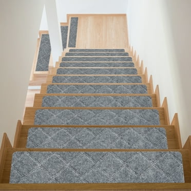 Uxcell Non Slip Stair Treads 15Packs 8"x30" Carpet Mat for Indoor Wooden Stairs, Gray