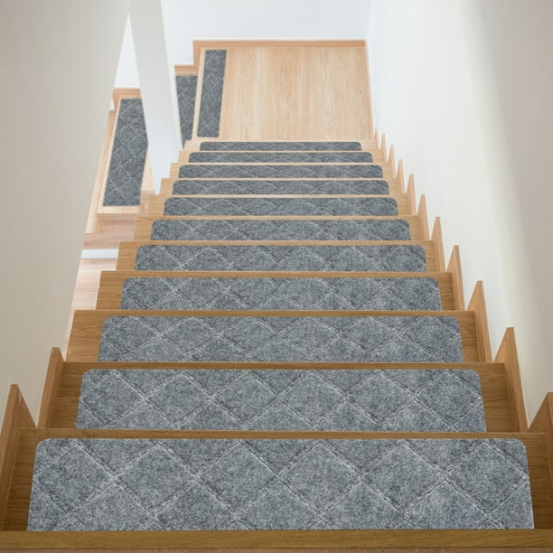 Antideslizantes Escaleras Escalones 10 Paquetes 8"x30" Resbalantes Resistentes Interior Corredor Alfombra Estera para Interior Madera Escaleras, Gris Unique Bargains peldaños de escalera