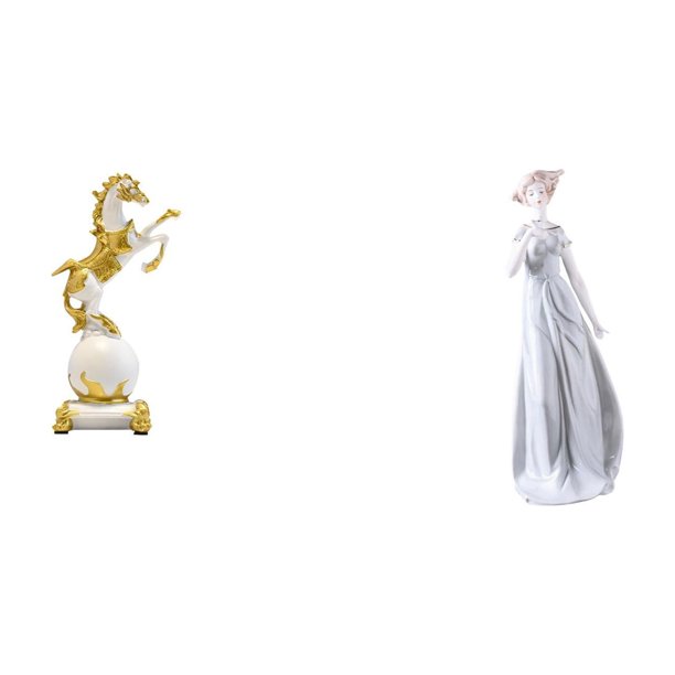 Figura de porcelana moderna de caballo y niña nórdica, colección de estatuas de dama para dormitorio, sala de estar, estante, escritorio, centro