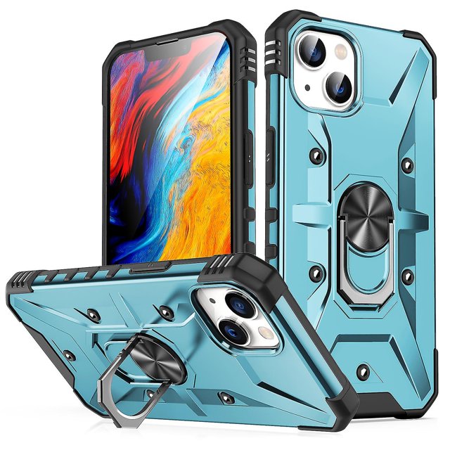 Funda estilo Sargento para iPhone 13 con soporte de anillo giratorio de 360 grados, con imán, 6.1 pulgadas, antideslizante
