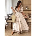 thumbnail image 4 of Random Floral Print Deep Shirred Waist Tie Plus Size Women Beach Maxi Dress, 4 of 8