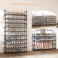 thumbnail image 5 of 10 Tiers Shoe Rack Tall Large Capacity 50 Pairs Wide Shoe Organizer Sturdy Shoe Shelf for Entryway with Two Hooks Metal Shoe Storage for Closet, Bedroom, Black, 5 of 7