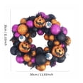 thumbnail image 3 of Halloween Eyeball Pumpkin Wreath, Blow Molded Ornament 11.8 Inch Front Door Home Decor Spooky Festive Swag Wall Window Hanging Seasonal Holiday Party Celebration Green, 3 of 8