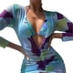thumbnail image 3 of Conjunto de bikini para mujer, traje de baño elegante de 2 piezas para playa, traje de baño de malla transparente, prendas de vestir de manga larga, estampado en azul M, 3 of 6