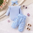 thumbnail image 2 of YunPes Baby Girl Clothing Muslin Long Sleeve Bodysuit Romper + Trousers + Headband Outfit Set Baby Clothing, 2 of 8