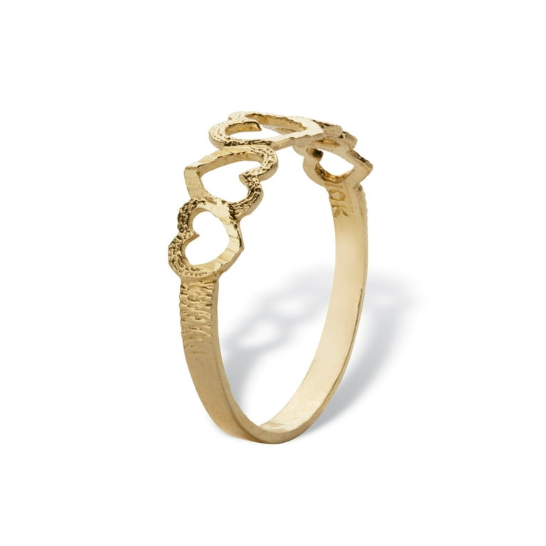 PalmBeach Jewelry Textured Cutout Heart-Link Ring in Solid 10k