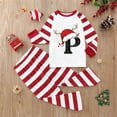 thumbnail image 2 of Gvdentm Pattern A-Z Christmas Pajamas Family Pjs Set Xmas Letter Pattern Printed Jammies for Couples Youth Matching Family Pajamas Christmas for Family Dad Mom Kids Baby, 2 of 5