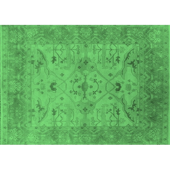Ahgly Company Indoor Rectangle Oriental Emerald Green Industrial Area Rugs, 8' x 12'