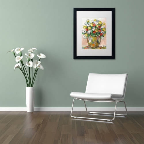 Trademark Fine Art "Spring Flowers in a Vase 8" Canvas Art by Hai Odelia, White Matte, Black Frame
