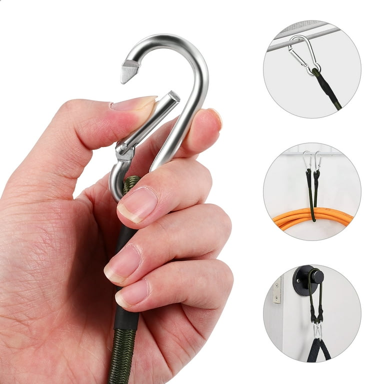 4 Pcs Bungee Cords with Hooks Outdoor Carabiner Heavy Duty Camping  Clothesline Binding Rope Tie Down Elastic 