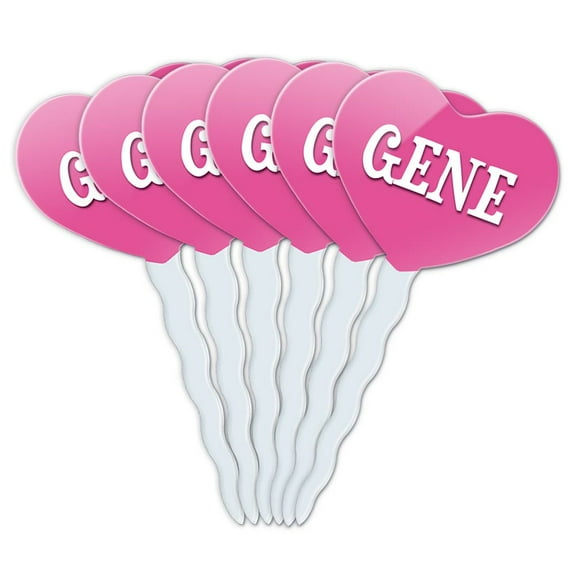 Gene Heart Love Cupcake Picks Toppers - Set of 6