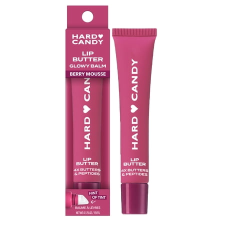 Hard Candy Lip Butter Glowy Balm, Berry Mousse, Sheer Berry Tint, Shine, Hydration, 15mL