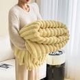 thumbnail image 4 of Emotional Support Blanket for Pet, 28" × 40" Rabbit Hair Plush Calming Pet Blanket, Soft Cozy Security Blanket for Crate Sofa Bed Kennel Travel (Yellow), 4 of 9