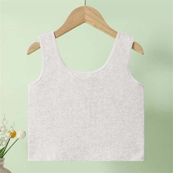 UACY Girls Cotton Undershirt Round Neck Sleeveless Tank Tops for Kids Lightweight Fashion Summer Sport Wear (Grey, 9-10 Years)