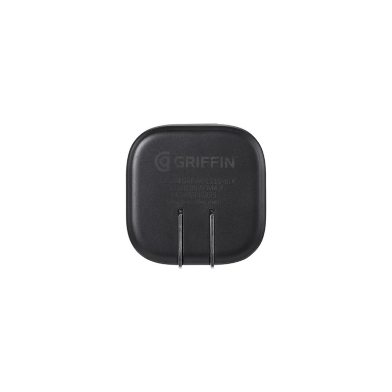 Griffin Dual Port Wall Charger with Retractable USB-C Cable, Power