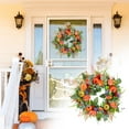 thumbnail image 2 of Lifelike Autumn Pumpkin Vine Wreath with Mini Pumpkins and Leaves for Thanksgiving Door Wall Table Decor, 2 of 7