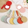 thumbnail image 4 of Espejo de llavero Uxcell, espejo compacto mini con cubierta de cuero PU, tamaño de bolsillo, redondo, portátil, plegable, llavero para mujeres, bolsa de maquillaje, bolso de viaje, oro rosa, 4 of 7