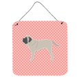 thumbnail image 1 of English Mastiff Checkerboard Pink Wall or Door Hanging Prints, 1 of 1