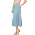 thumbnail image 5 of Niobe Clothing Womens Mid Calf Pleated Midi Swing Skirt High Waist A-Line, 5 of 6
