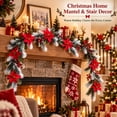 thumbnail image 4 of PYURTEP Christmas Garland, Artificial Poinsettia Garland with Red Berry Snow for Fireplace Mantel Door Indoor Outdoor Christmas Decor, 70.87 inch, 4 of 8