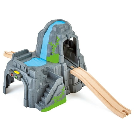 Hape: Light & Sound Mountain Tunnel Set - Rock Mountain Formation & Train Track, Wooden Toy Playset, Battery-Operated, Pretend Play, Kids Age 3 